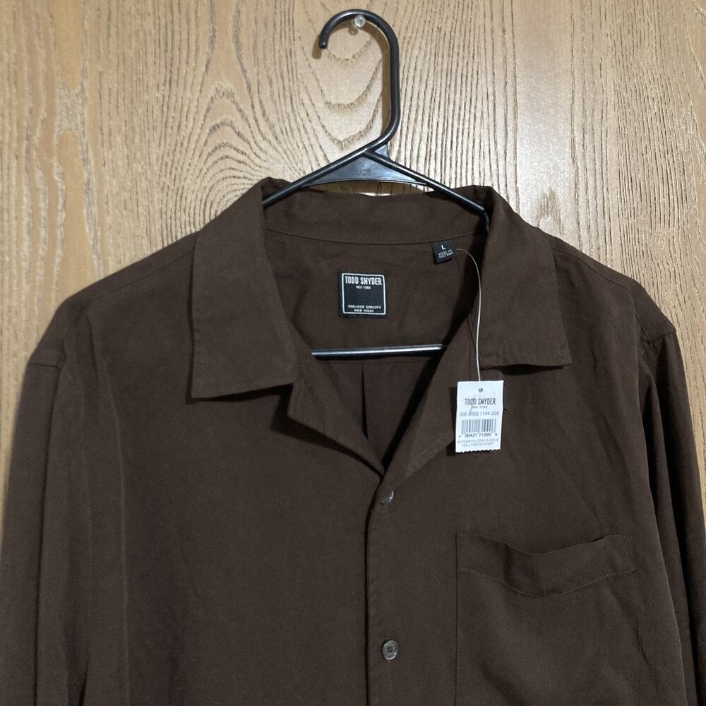 NWT $178 Todd Snyder New York Slim Fit Rayon Hollywood Shirt Size L -Coffee Bean - Picture 12 of 16